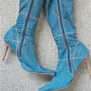 Elegant Denim Heeled Boots